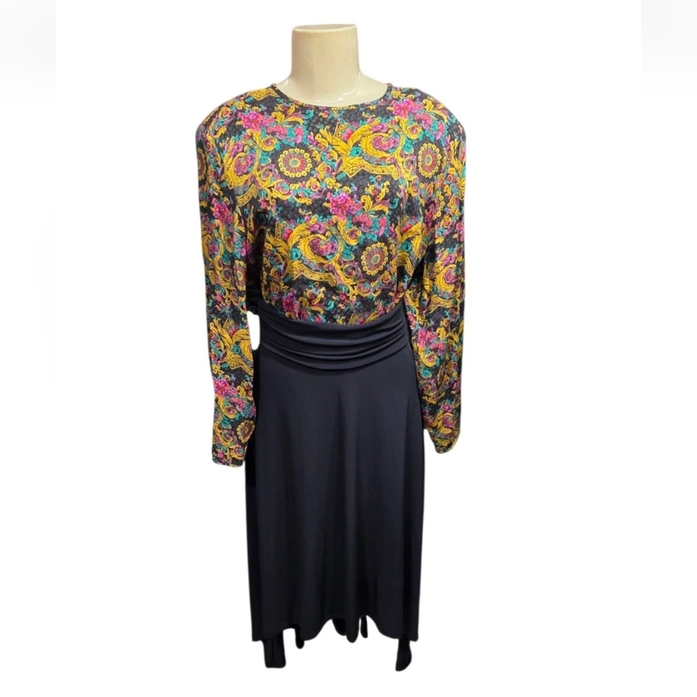 ​Vintage Evan Picone Petites Blouse Sz 12 Baroque Paisley Floral Midi